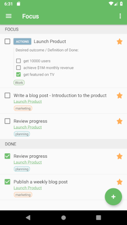 next actions in everdo for android
