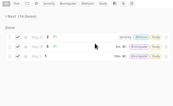 Done section group by project