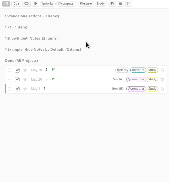 Moving the cursor expands view sections