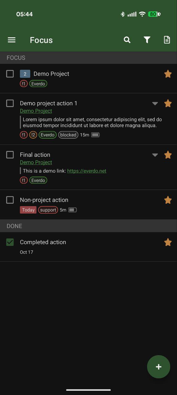 Everdo for Android Dark Theme