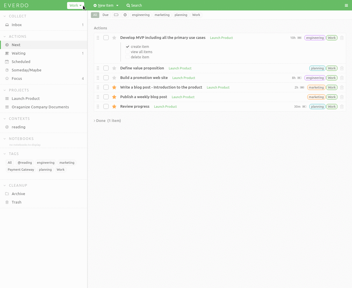 Switching between defferent areas of your life