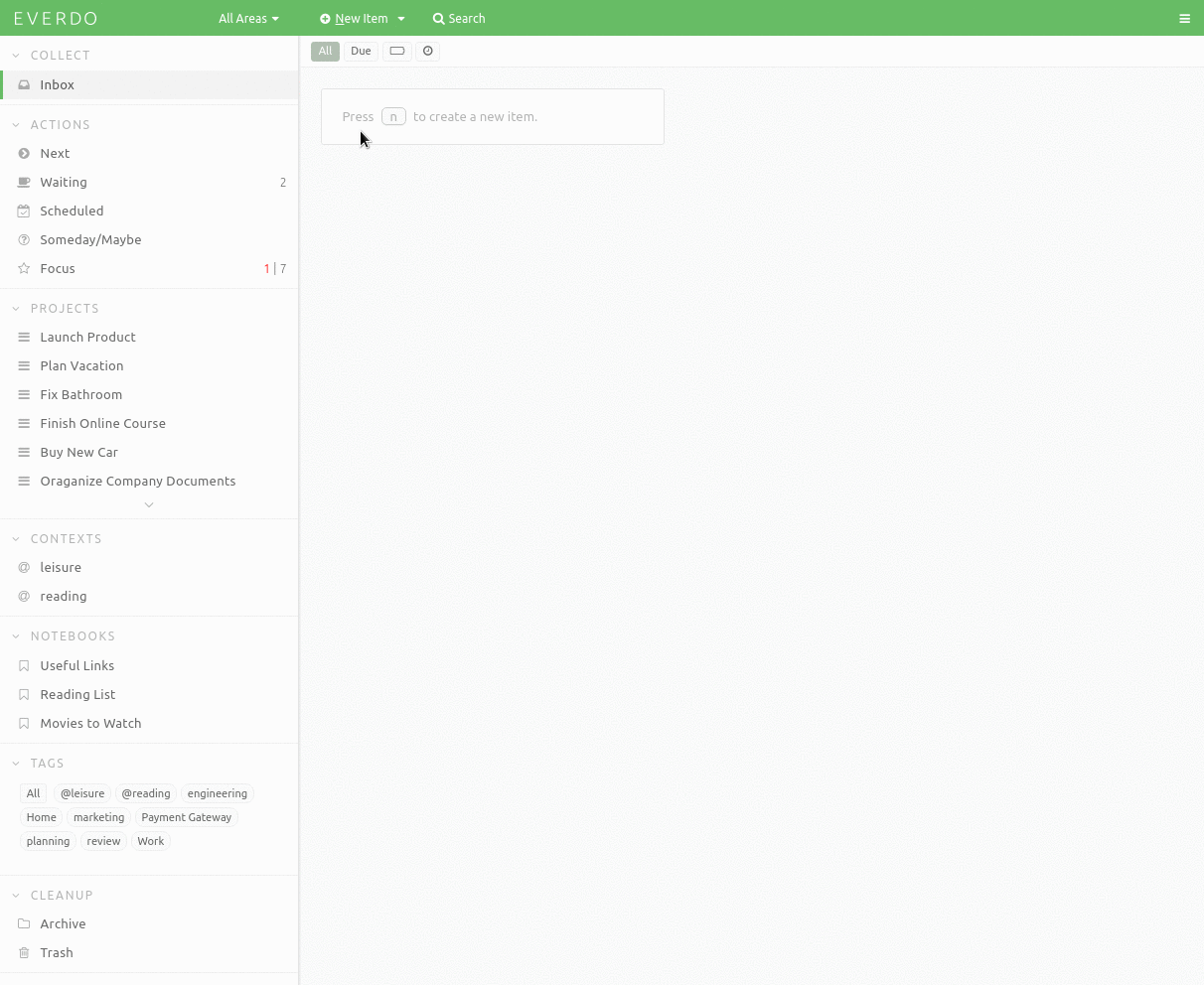 To capture a new to-do takes seconds and doesn't require switching contexts