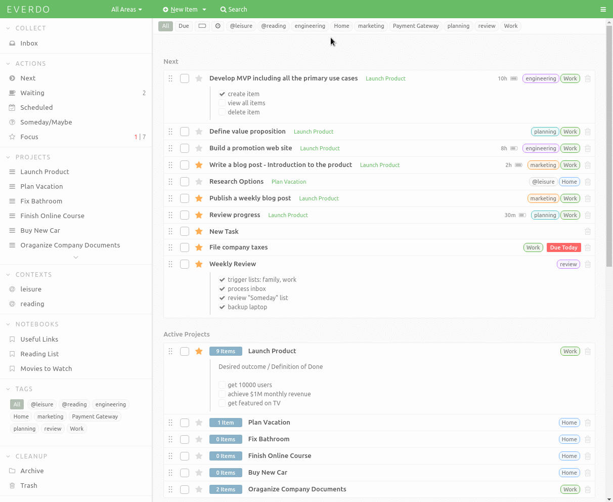 Searching across all your items quickly and easily